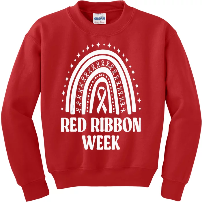 We Wear Red Ribbon Week Drug free red ribbon week Kids Sweatshirt