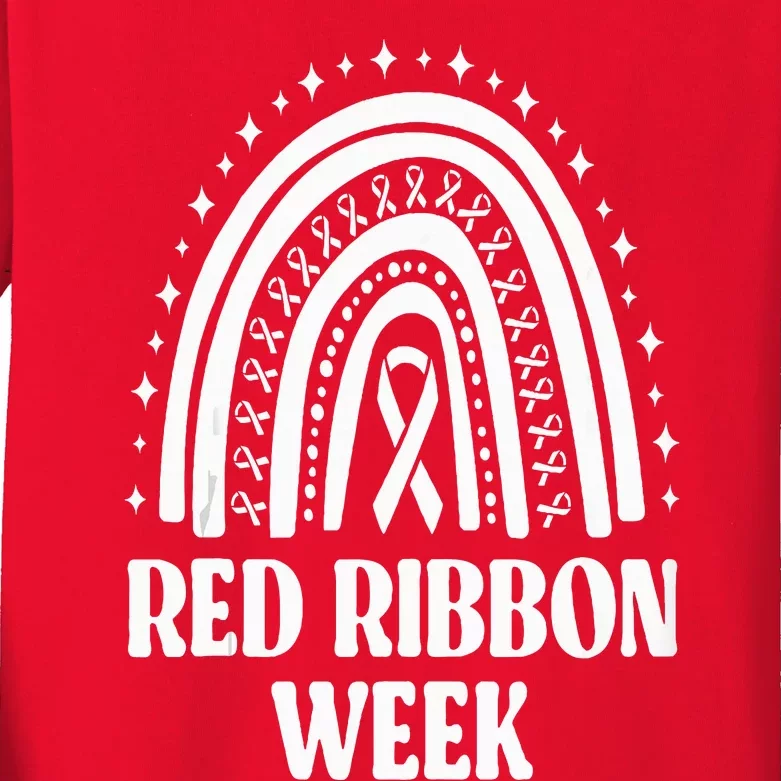 We Wear Red Ribbon Week Drug free red ribbon week Kids Long Sleeve Shirt