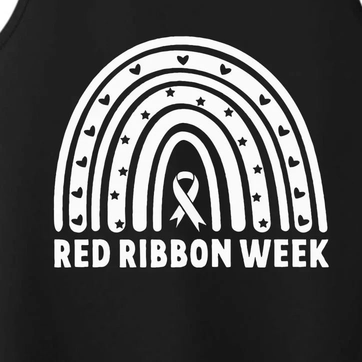 We Wear Red For Red Ribbon Week Awareness Leopard Rainbow Performance Tank