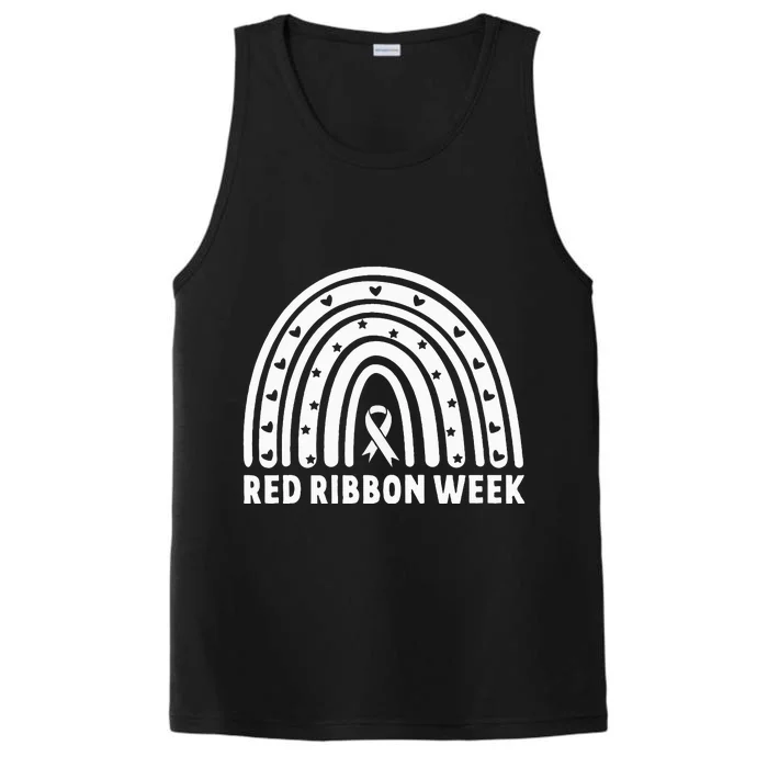 We Wear Red For Red Ribbon Week Awareness Leopard Rainbow Performance Tank