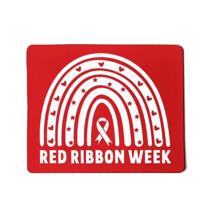 We Wear Red For Red Ribbon Week Awareness Leopard Rainbow Mousepad