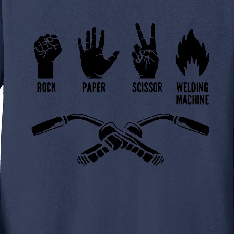 Weld Welder Rock Paper Scissor Welding Kids Long Sleeve Shirt