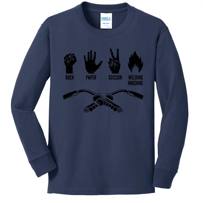 Weld Welder Rock Paper Scissor Welding Kids Long Sleeve Shirt