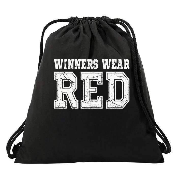 Winners Wear Red Color Team Spirit Game War Camp Parent Crew Drawstring Bag