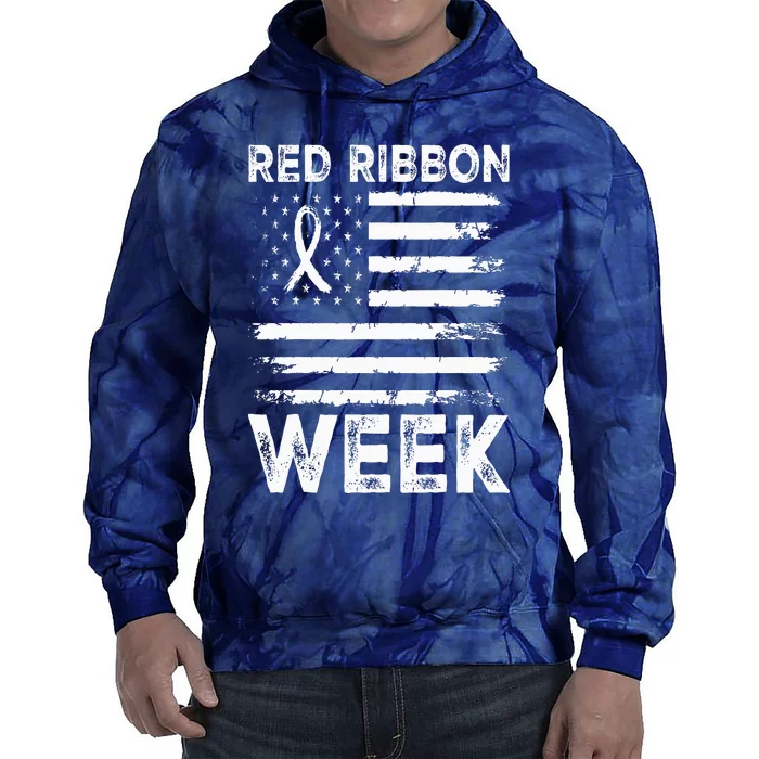 We Wear Red For Red Ribbon Week Awareness Tie Dye Hoodie