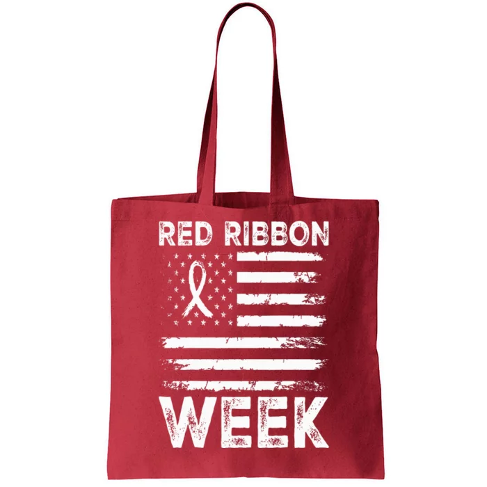 We Wear Red For Red Ribbon Week Awareness Tote Bag