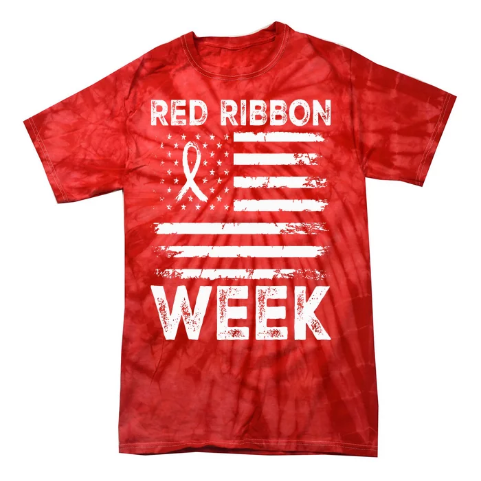 We Wear Red For Red Ribbon Week Awareness Tie-Dye T-Shirt