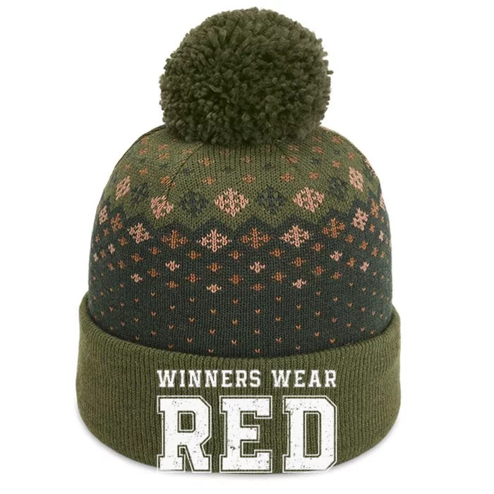 Winners Wear Red Team Spirit Game Competition The Baniff Cuffed Pom Beanie