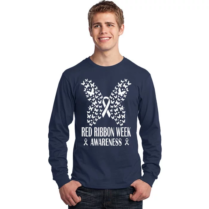 We Wear Red Ribbon Week Drug free Red Ribbon Week Awareness Tall Long Sleeve T-Shirt