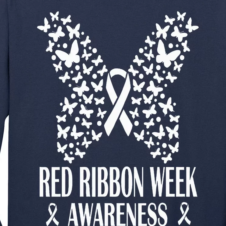 We Wear Red Ribbon Week Drug free Red Ribbon Week Awareness Tall Long Sleeve T-Shirt