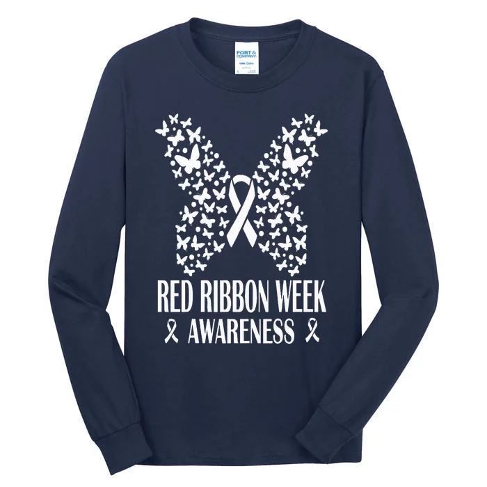 We Wear Red Ribbon Week Drug free Red Ribbon Week Awareness Tall Long Sleeve T-Shirt