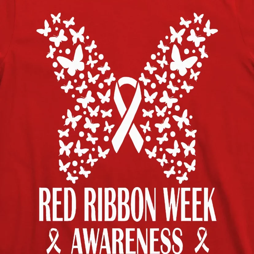 We Wear Red Ribbon Week Drug free Red Ribbon Week Awareness T-Shirt