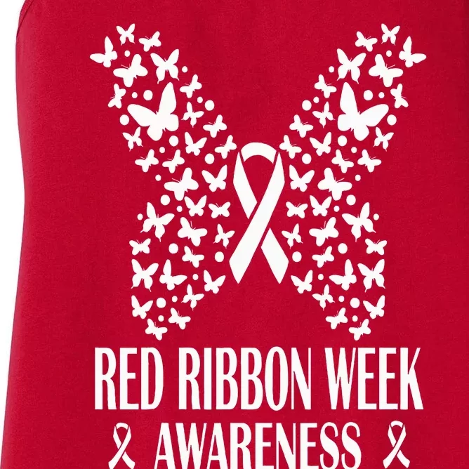 We Wear Red Ribbon Week Drug free Red Ribbon Week Awareness Women's Racerback Tank