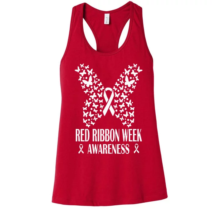 We Wear Red Ribbon Week Drug free Red Ribbon Week Awareness Women's Racerback Tank