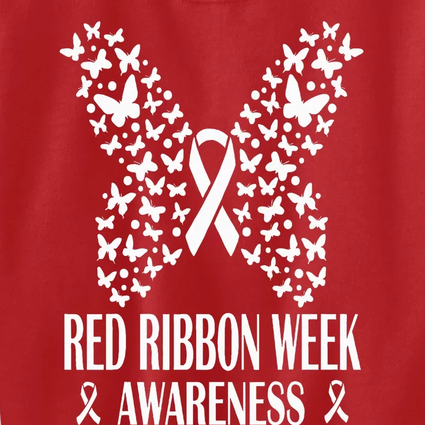 We Wear Red Ribbon Week Drug free Red Ribbon Week Awareness Kids Sweatshirt