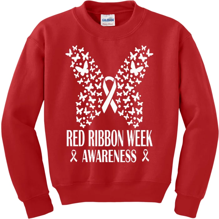 We Wear Red Ribbon Week Drug free Red Ribbon Week Awareness Kids Sweatshirt