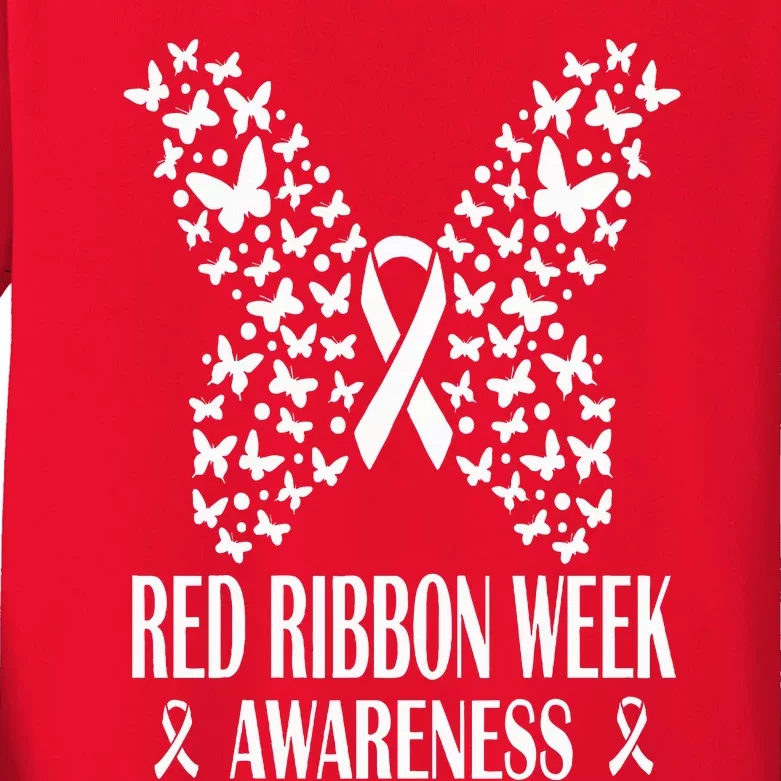 We Wear Red Ribbon Week Drug free Red Ribbon Week Awareness Kids Long Sleeve Shirt