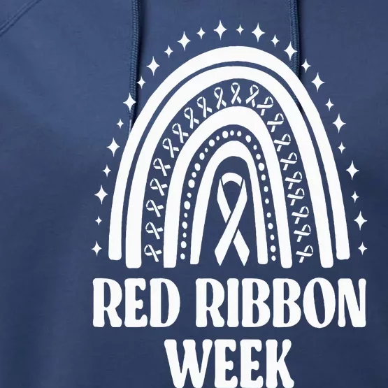 We Wear Red Ribbon Week Drug free red ribbon week Performance Fleece Hoodie