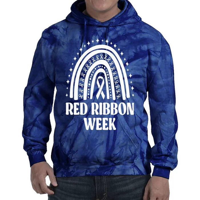 We Wear Red Ribbon Week Drug free red ribbon week Tie Dye Hoodie