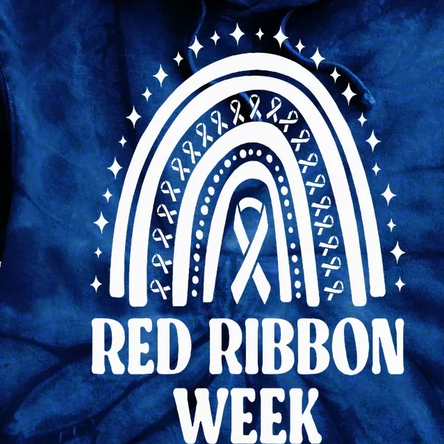 We Wear Red Ribbon Week Drug free red ribbon week Tie Dye Hoodie