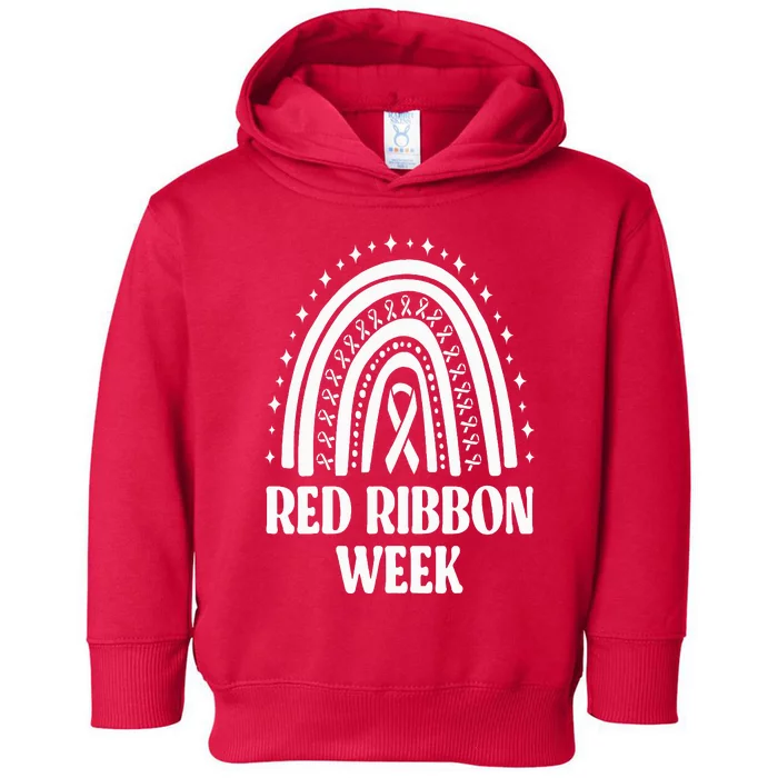 We Wear Red Ribbon Week Drug free red ribbon week Toddler Hoodie