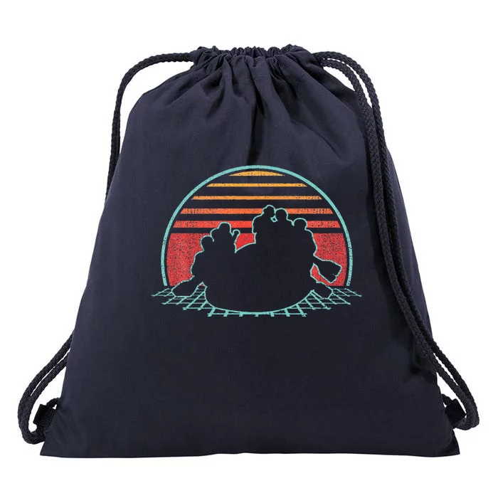 White Water Rafting Retro Vintage 80s Drawstring Bag