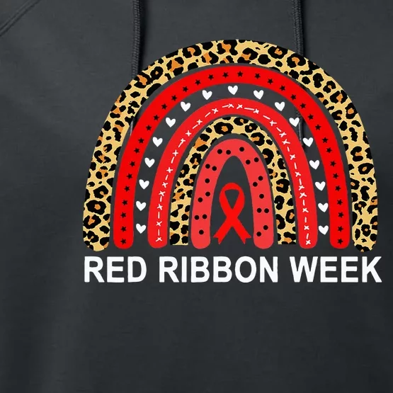 We Wear Red Ribbon Week Rainbow Drug Free Performance Fleece Hoodie