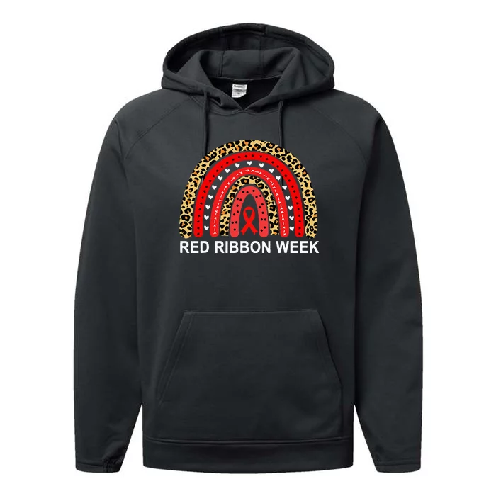 We Wear Red Ribbon Week Rainbow Drug Free Performance Fleece Hoodie