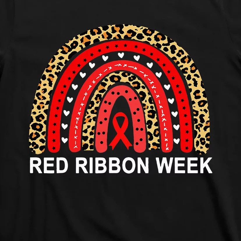 We Wear Red Ribbon Week Rainbow Drug Free T-Shirt