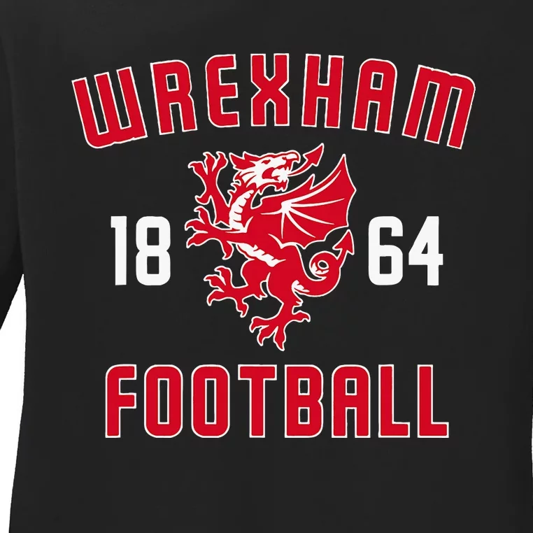 Wrexham Wales Rampant Welsh Dragon Ladies Long Sleeve Shirt