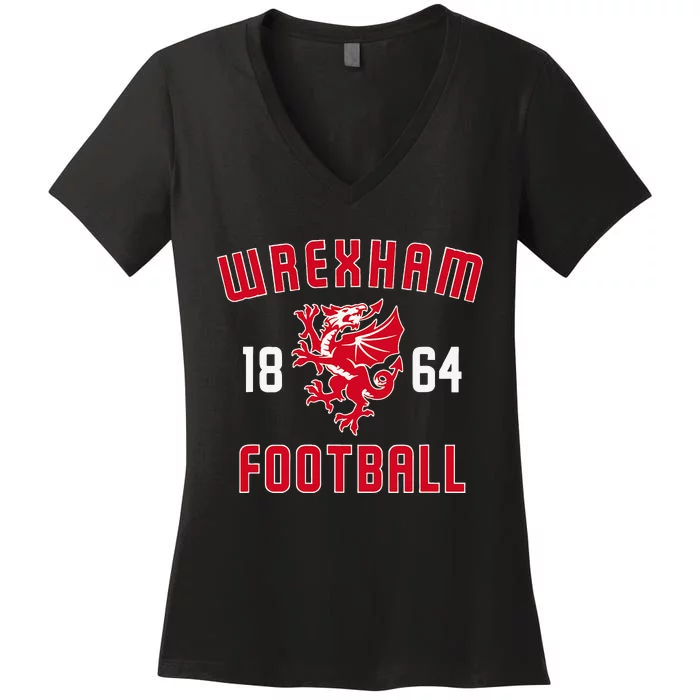 Wrexham Wales Rampant Welsh Dragon Women's V-Neck T-Shirt