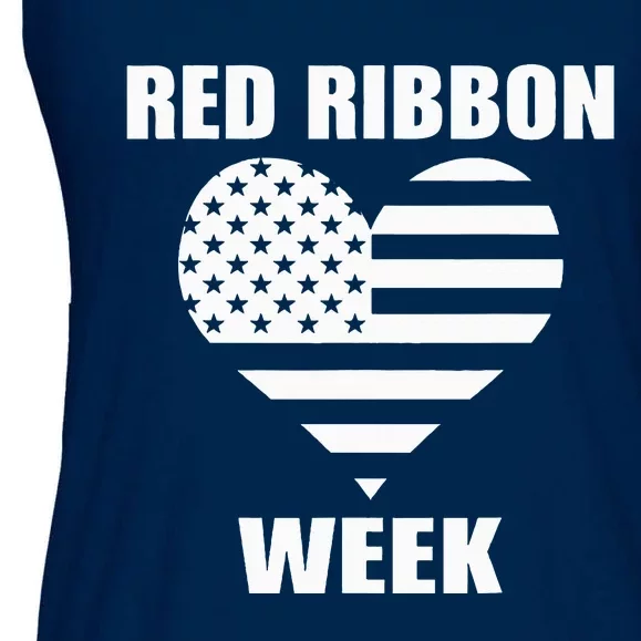 We Wear red For Red Ribbon Week Awareness American Flag Ladies Essential Flowy Tank