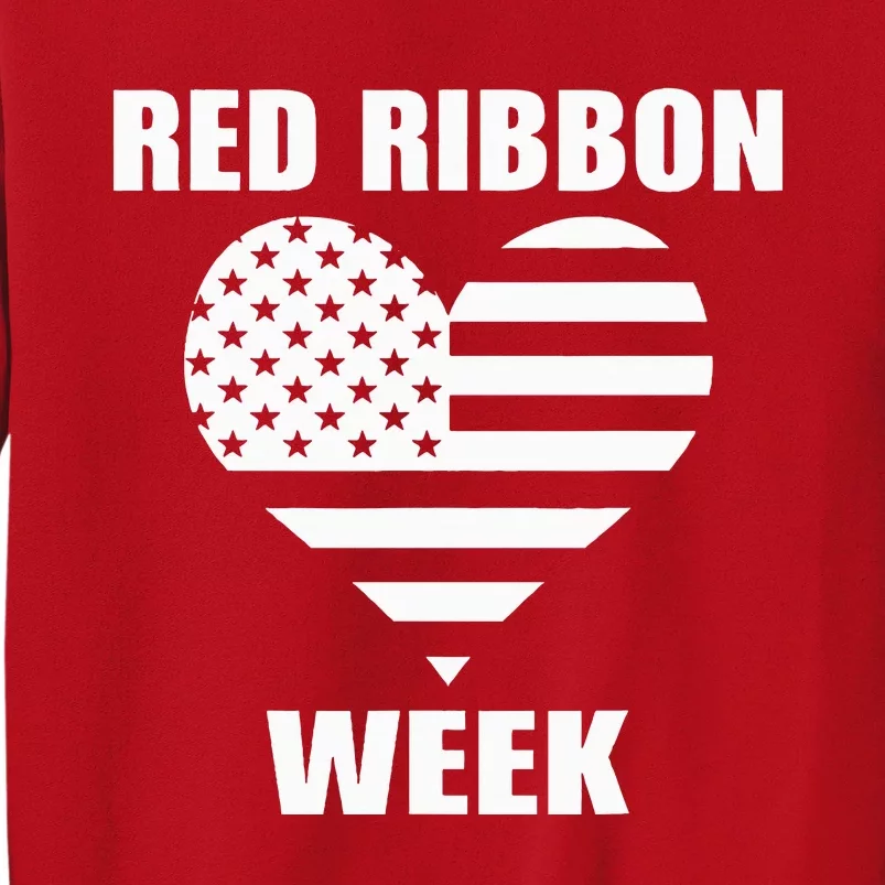 We Wear red For Red Ribbon Week Awareness American Flag Sweatshirt