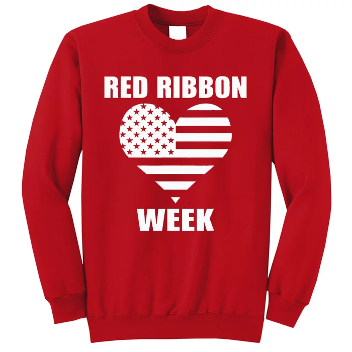 We Wear red For Red Ribbon Week Awareness American Flag Sweatshirt