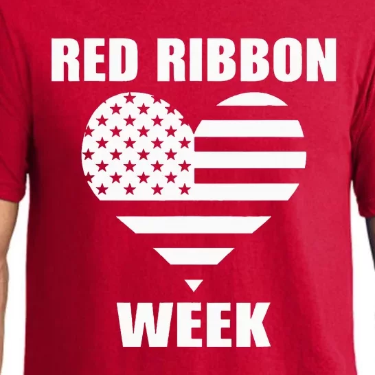 We Wear red For Red Ribbon Week Awareness American Flag Pajama Set