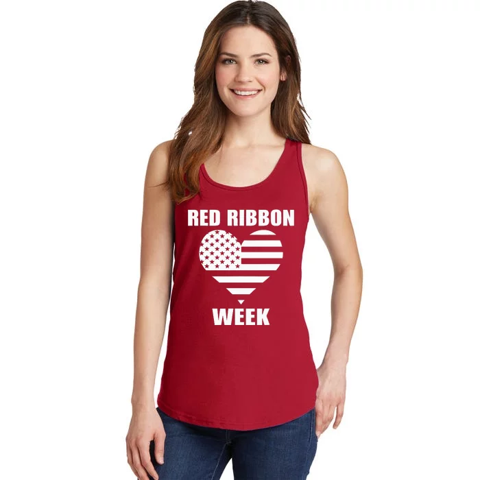 We Wear red For Red Ribbon Week Awareness American Flag Ladies Essential Tank