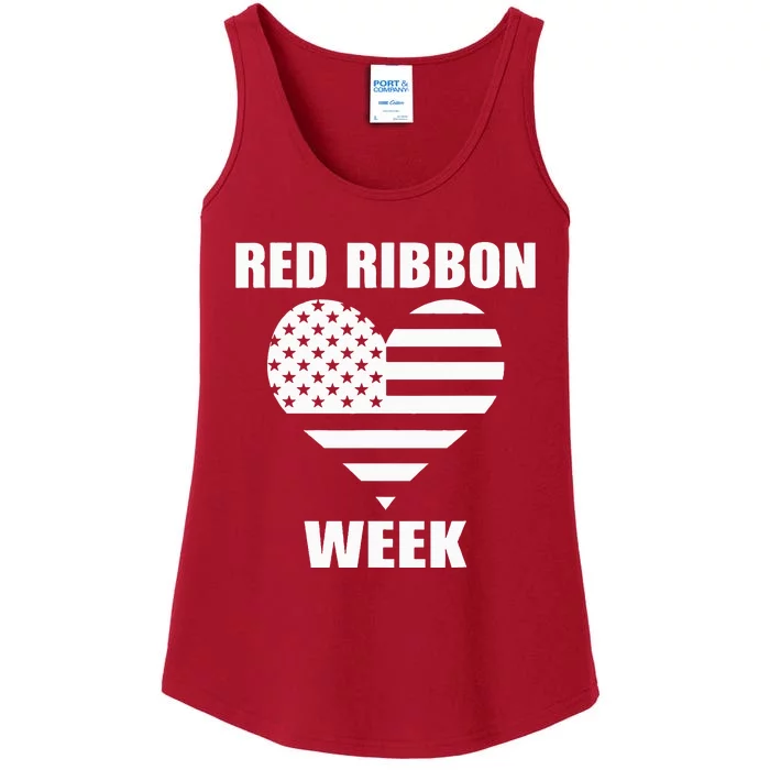 We Wear red For Red Ribbon Week Awareness American Flag Ladies Essential Tank