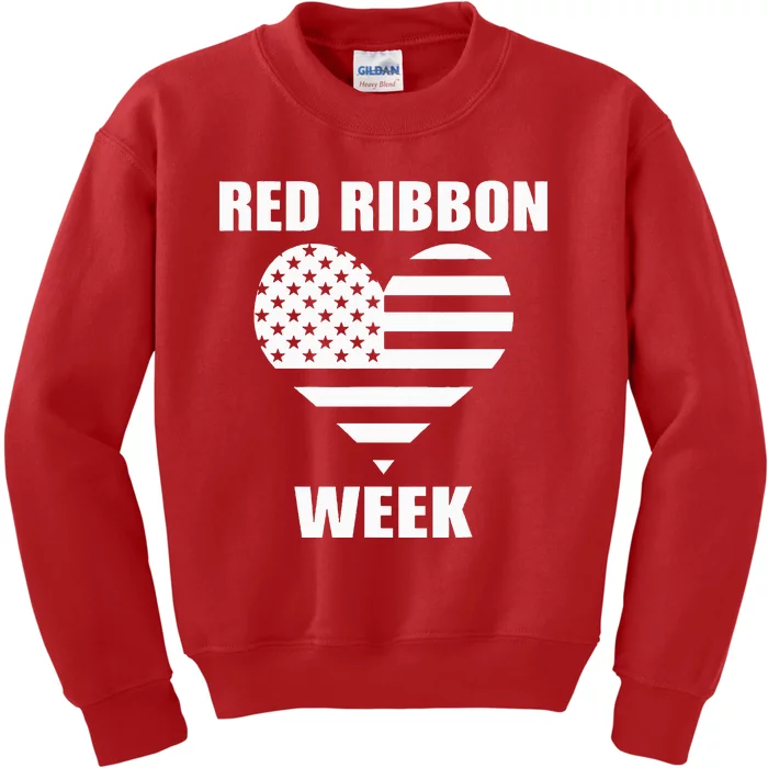 We Wear red For Red Ribbon Week Awareness American Flag Kids Sweatshirt