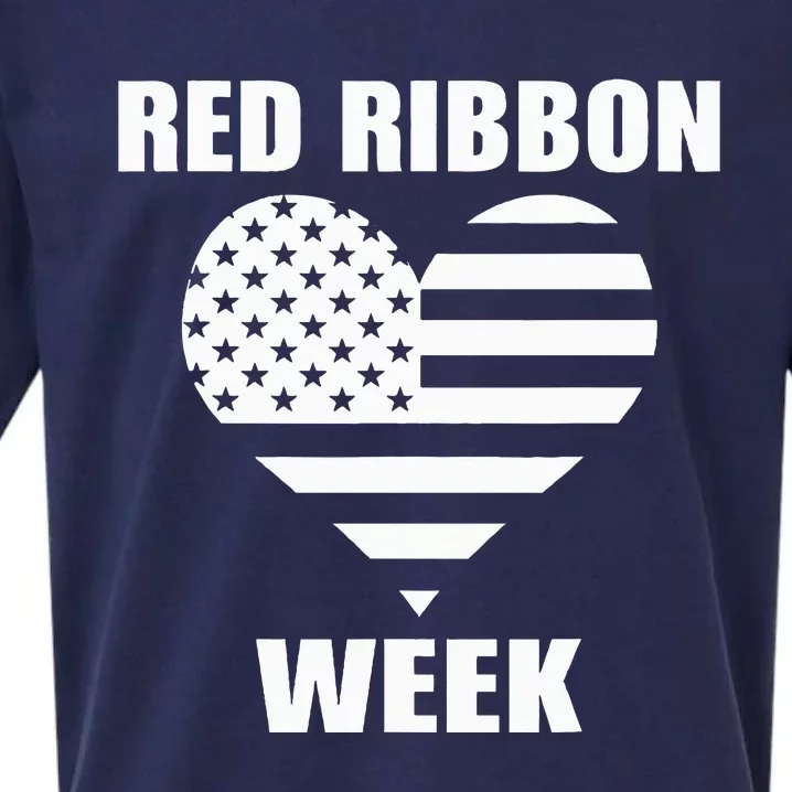 We Wear red For Red Ribbon Week Awareness American Flag Sueded Cloud Jersey T-Shirt