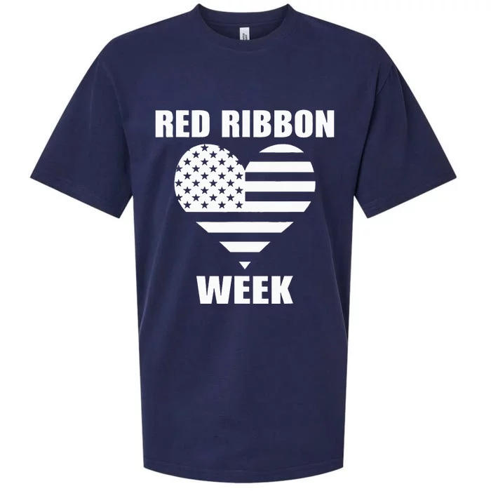 We Wear red For Red Ribbon Week Awareness American Flag Sueded Cloud Jersey T-Shirt