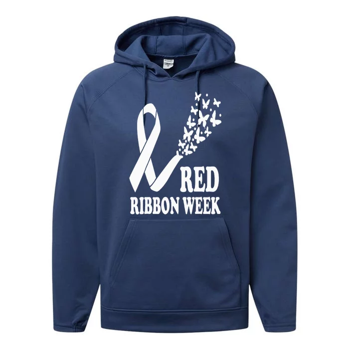 We Wear Red Ribbon Week Drug free Red Ribbon Week Awareness Performance Fleece Hoodie