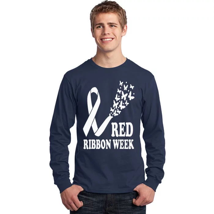 We Wear Red Ribbon Week Drug free Red Ribbon Week Awareness Tall Long Sleeve T-Shirt