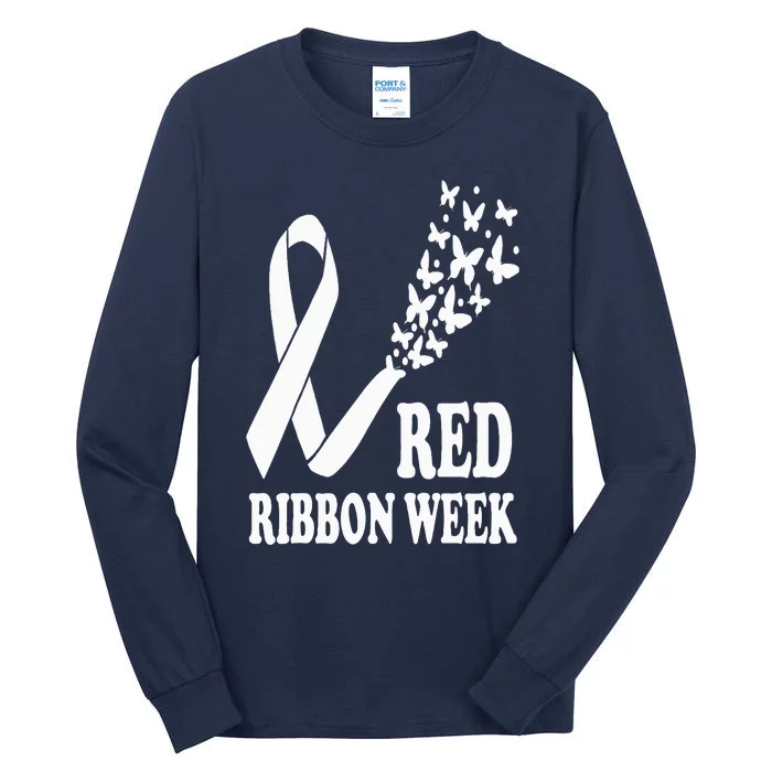 We Wear Red Ribbon Week Drug free Red Ribbon Week Awareness Tall Long Sleeve T-Shirt