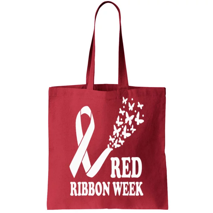 We Wear Red Ribbon Week Drug free Red Ribbon Week Awareness Tote Bag