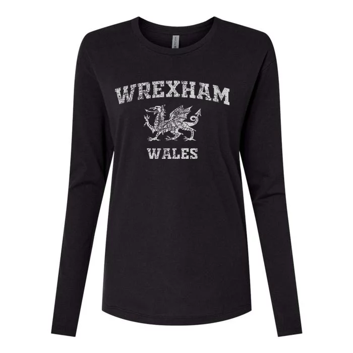 Wrexham Wales Retro Vintage Womens Cotton Relaxed Long Sleeve T-Shirt