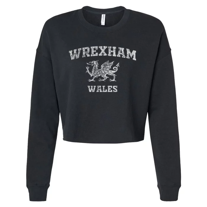 Wrexham Wales Retro Vintage Cropped Pullover Crew