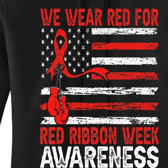 We Wear Red For Red Ribbon Week Awareness Women's Pullover Hoodie