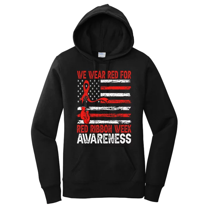 We Wear Red For Red Ribbon Week Awareness Women's Pullover Hoodie