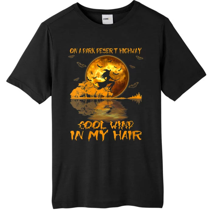 Women Witch Riding Brooms On A Dark Desert Highways Halloween ChromaSoft Performance T-Shirt