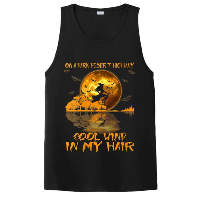 Women Witch Riding Brooms On A Dark Desert Highways Halloween Performance Tank